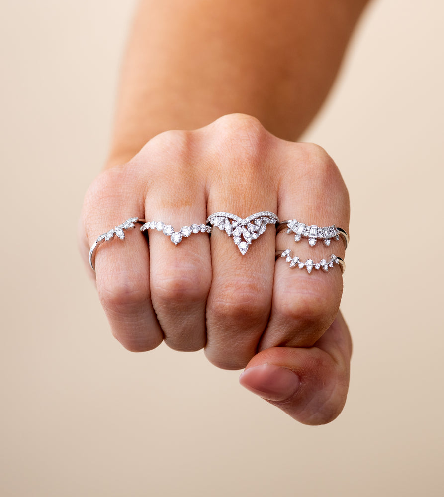 Diamond Queen Chevron Ring - 14K  - Olive & Chain Fine Jewelry