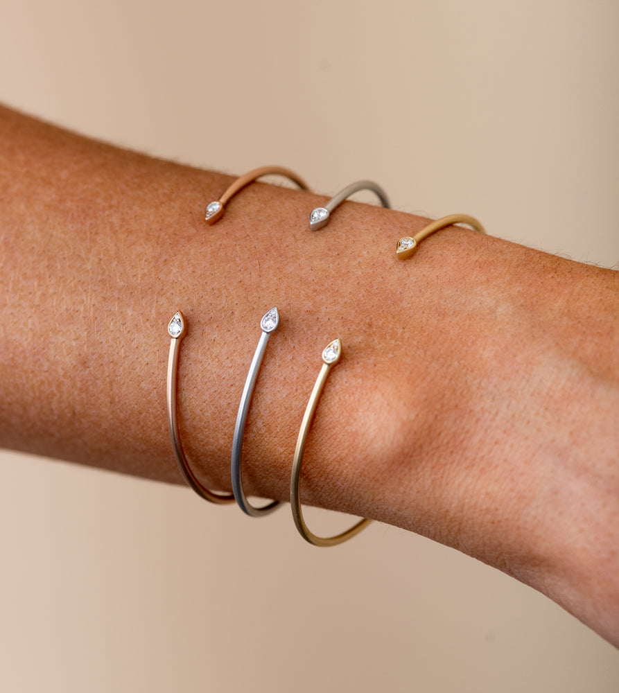 Diamond Pear Shape Flexible Bangle - 14K  - Olive & Chain Fine Jewelry