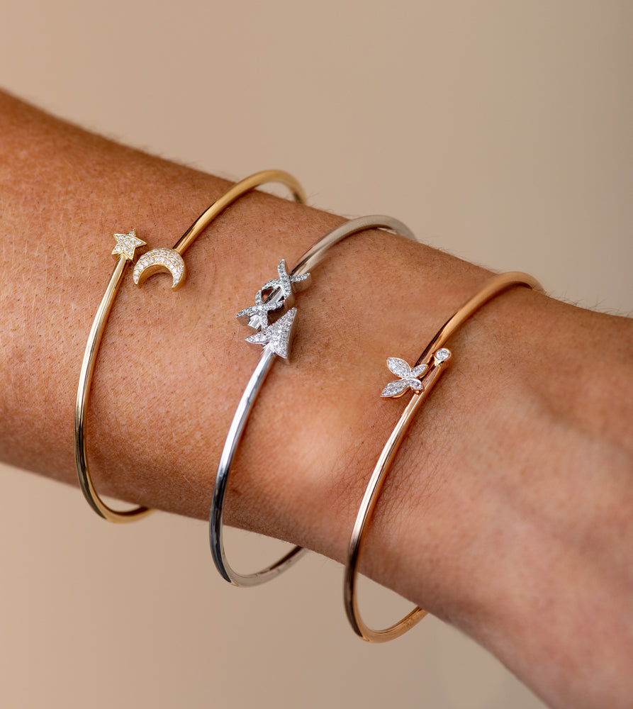 Diamond Arrow Flexible Bangle - 14K  - Olive & Chain Fine Jewelry