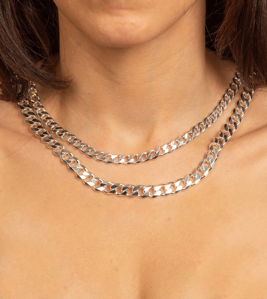 Silver Curb Link Chain Necklace - 14K  - Olive & Chain Fine Jewelry