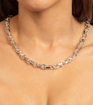 Silver Anchor Link Forzatina Chain Necklace - 14K  - Olive & Chain Fine Jewelry