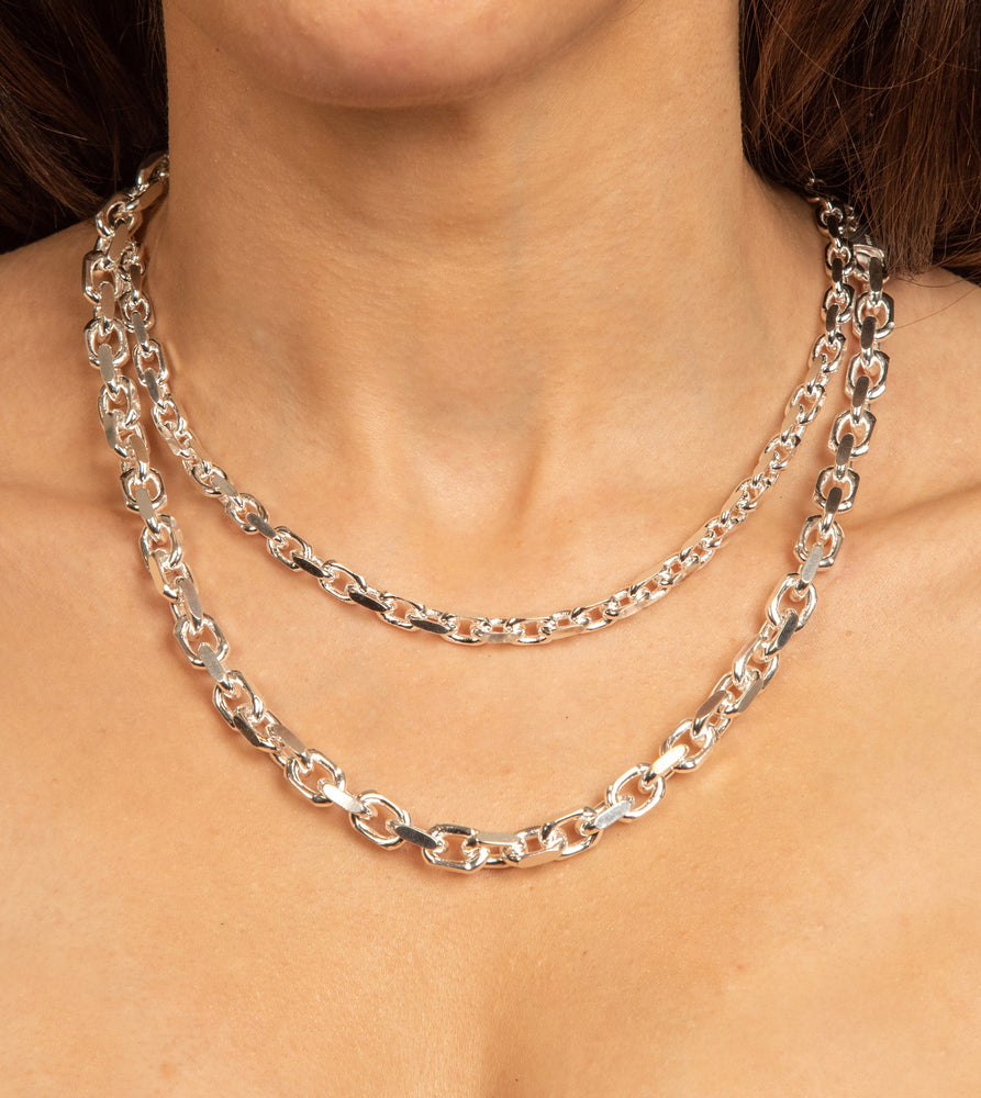 Silver Anchor Link Forzatina Chain Necklace - 14K  - Olive & Chain Fine Jewelry