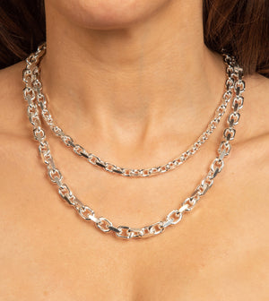 Silver Anchor Link Forzatina Chain Necklace - 14K  - Olive & Chain Fine Jewelry