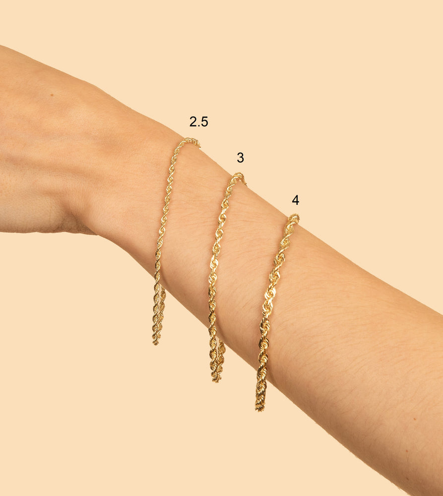 Solid 14k Gold Rope Chain Bracelet - 14K - OLIVE & CHAIN Fine Jewelry