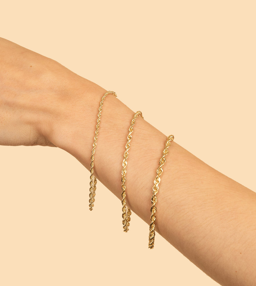 Solid 10k Gold Rope Chain Bracelet - 14K  - Olive & Chain Fine Jewelry
