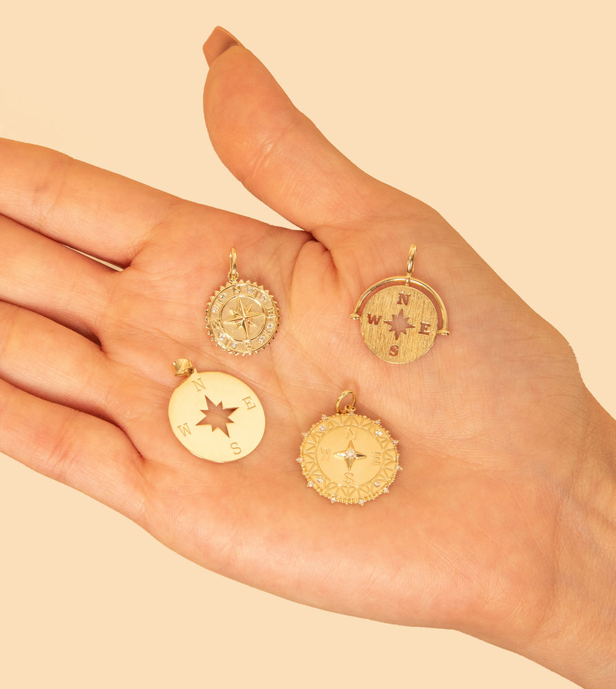 14k Gold Compass Necklace - 14K - OLIVE & CHAIN Fine Jewelry