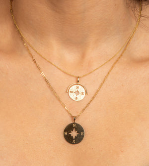 14k Gold Compass Necklace - 14K  - Olive & Chain Fine Jewelry