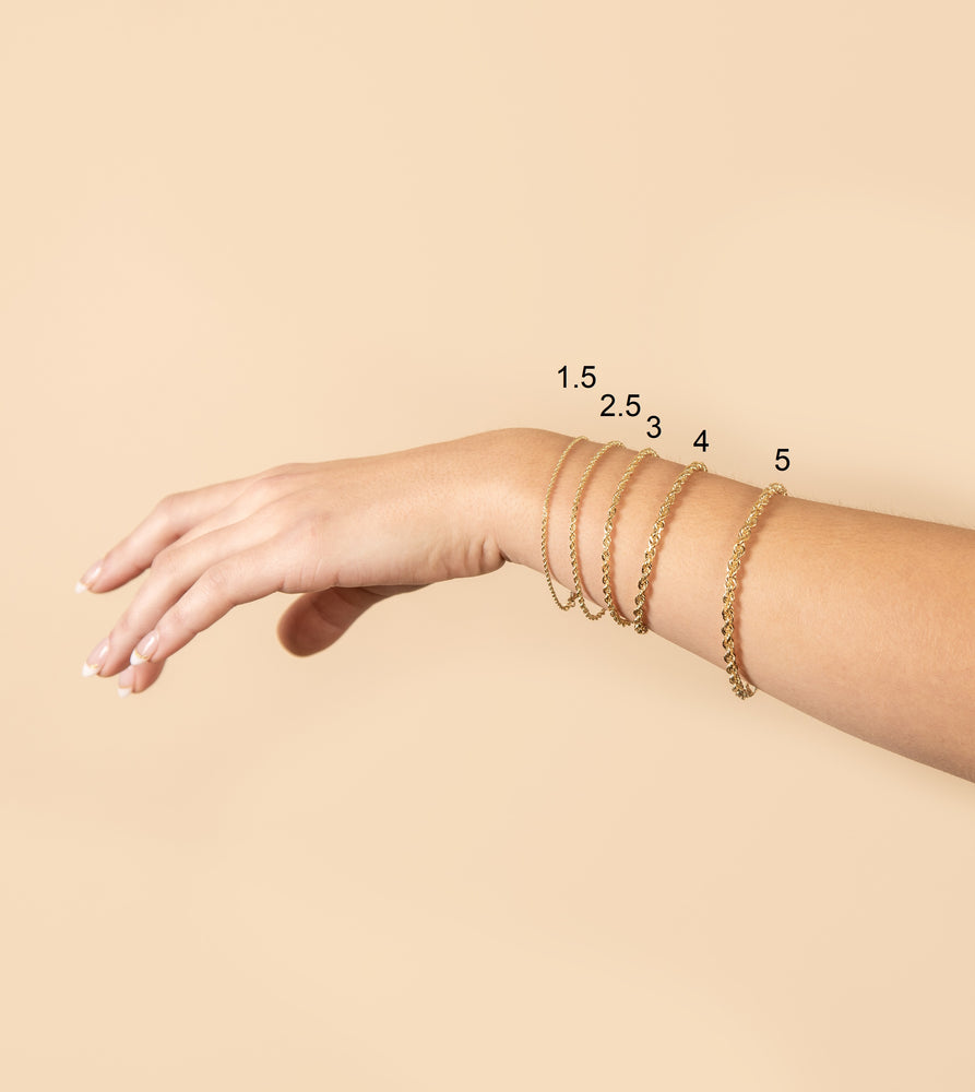Solid 14k Gold Rope Chain Bracelet - 14K - OLIVE & CHAIN Fine Jewelry