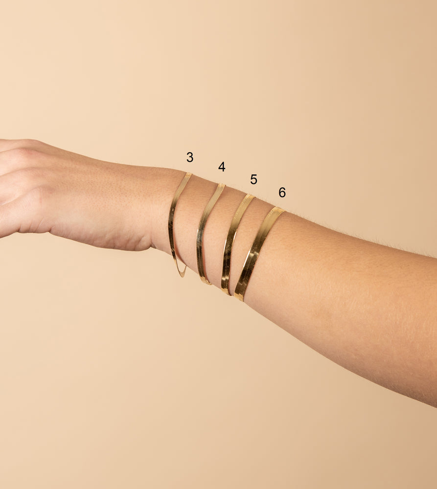 10k Gold Herringbone Chain Bracelet - 14K  - Olive & Chain Fine Jewelry