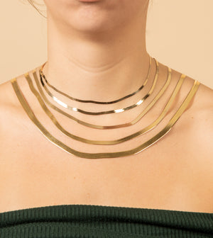 10k Gold Herringbone Chain Necklace - 14K  - Olive & Chain Fine Jewelry