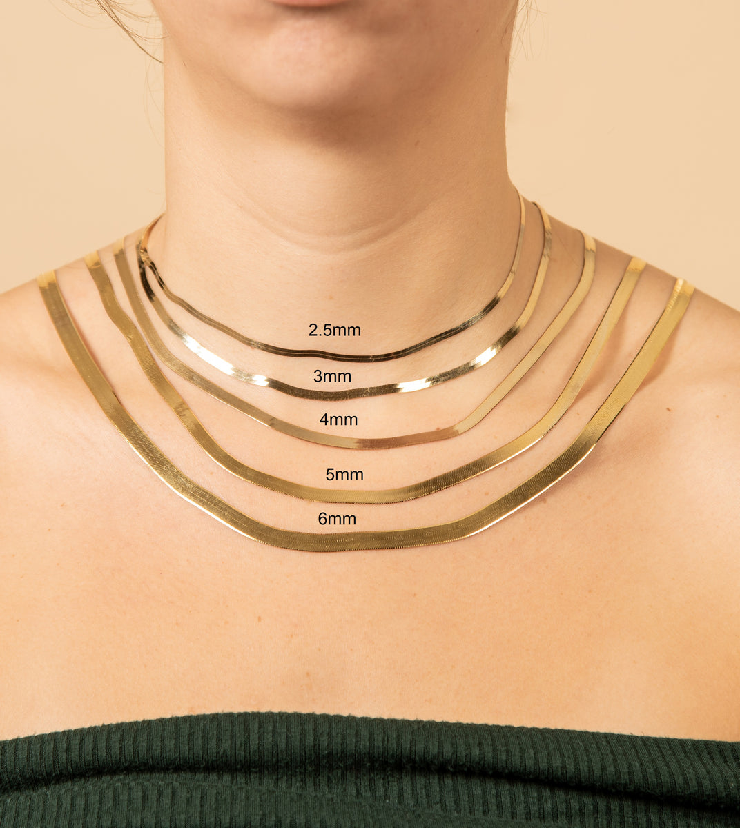 10k Gold Herringbone Chain Necklace – Olive & Chain