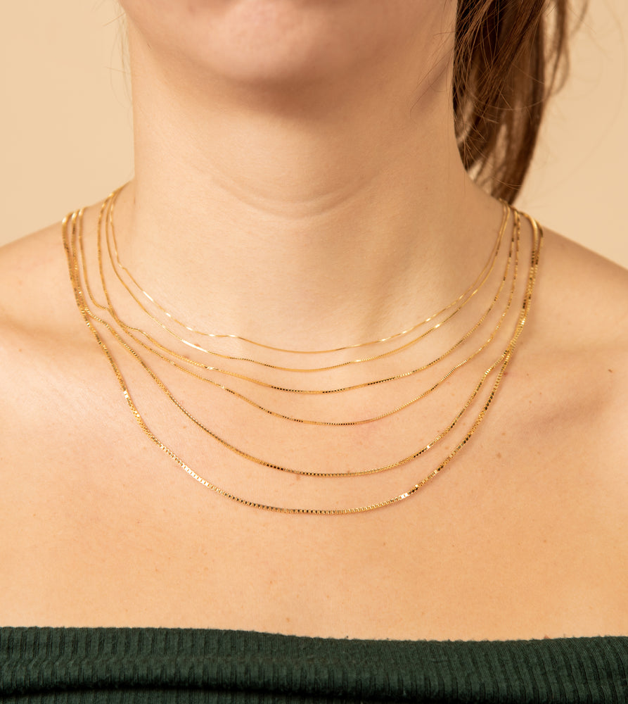 14k Gold Box Chain Necklace - 14K - OLIVE & CHAIN Fine Jewelry