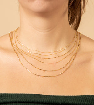 14k Gold Box Chain Necklace - 14K - OLIVE & CHAIN Fine Jewelry