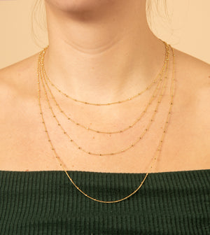 14k Gold Dainty Satellite Bead Chain Necklace - 14K  - Olive & Chain Fine Jewelry