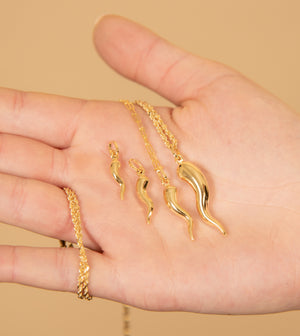 14k Gold Italian Horn Cornicello Necklace - 14K  - Olive & Chain Fine Jewelry