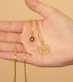 Diamond Zodiac Medallion Charm Necklace - 14K  - Olive & Chain Fine Jewelry