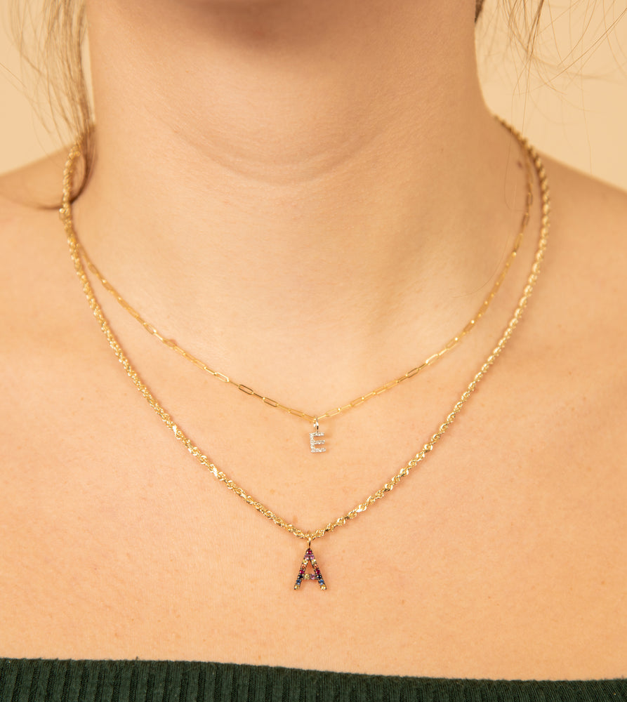 Rainbow Initial Necklace - 14K  - Olive & Chain Fine Jewelry