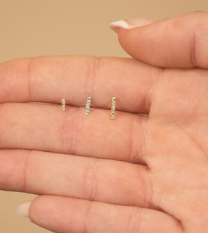 Diamond Bar Stud Earrings - 14K - OLIVE & CHAIN Fine Jewelry