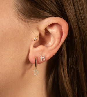 Diamond Initial Huggie Earring - 14K  - Olive & Chain Fine Jewelry
