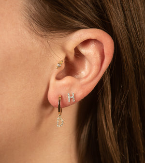Diamond Initial Stud Earring - 14K - OLIVE & CHAIN Fine Jewelry