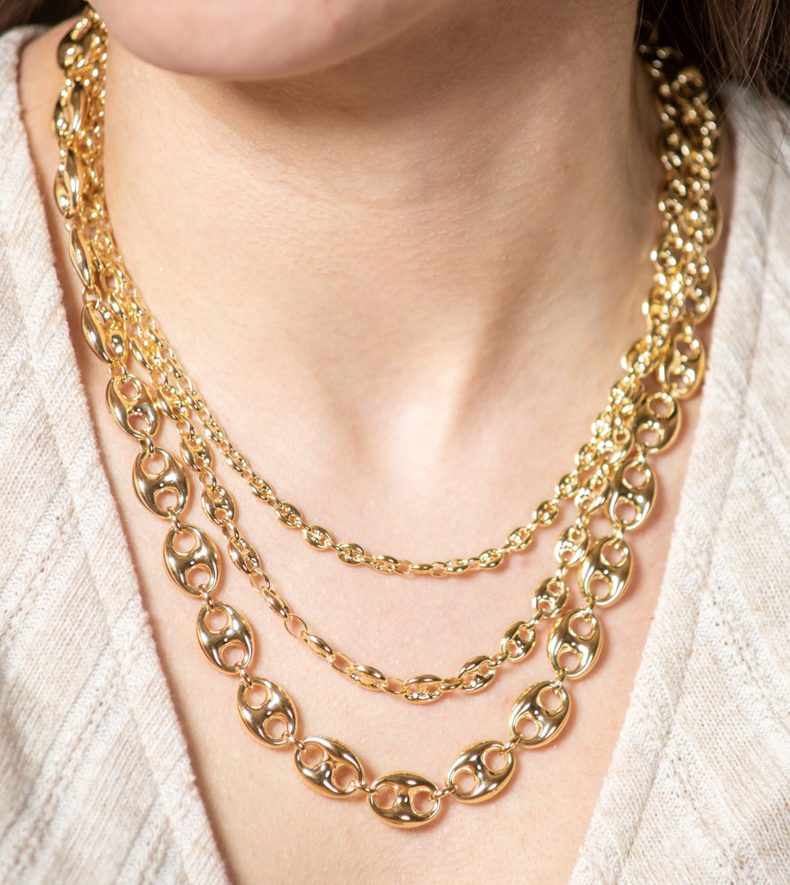 14K Gold Puffed Mariner Chain Necklace - 14K - OLIVE & CHAIN Fine Jewelry