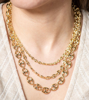 14K Gold Puffed Mariner Chain Necklace - 14K - OLIVE & CHAIN Fine Jewelry