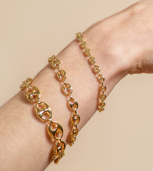 10k Gold Puffed Mariner Chain Bracelet - 14K - OLIVE & CHAIN Fine Jewelry
