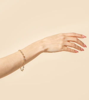 14k Three-Tone Gold Puffed Mariner Bracelet - 14K  - Olive & Chain Fine Jewelry