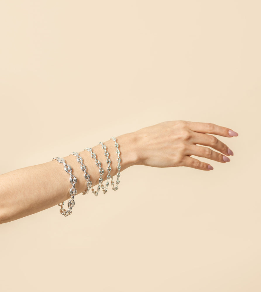 Silver Puffed Mariner Bracelet - 14K  - Olive & Chain Fine Jewelry