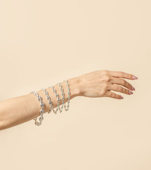 Silver Puffed Mariner Bracelet - 14K  - Olive & Chain Fine Jewelry