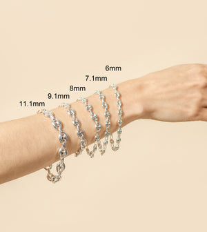 Silver Puffed Mariner Bracelet - 14K  - Olive & Chain Fine Jewelry