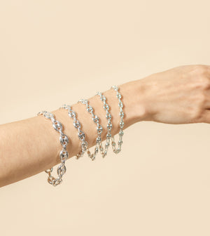 Silver Puffed Mariner Bracelet - 14K  - Olive & Chain Fine Jewelry