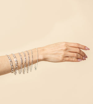 Silver Figaro Chain Bracelet - 14K  - Olive & Chain Fine Jewelry