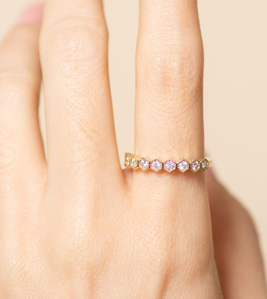 Diamond Hexagon Set Band - 14K - OLIVE & CHAIN Fine Jewelry
