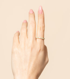 Diamond Alternating Bezel Set Band - 14K - OLIVE & CHAIN Fine Jewelry