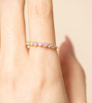 Diamond Alternating Bezel Set Band - 14K - OLIVE & CHAIN Fine Jewelry