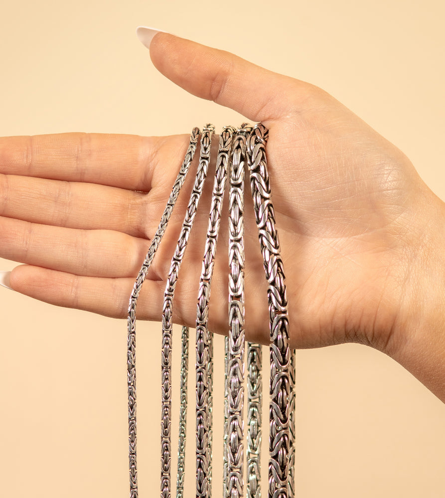 Silver Byzantine Chain Necklace - 14K  - Olive & Chain Fine Jewelry