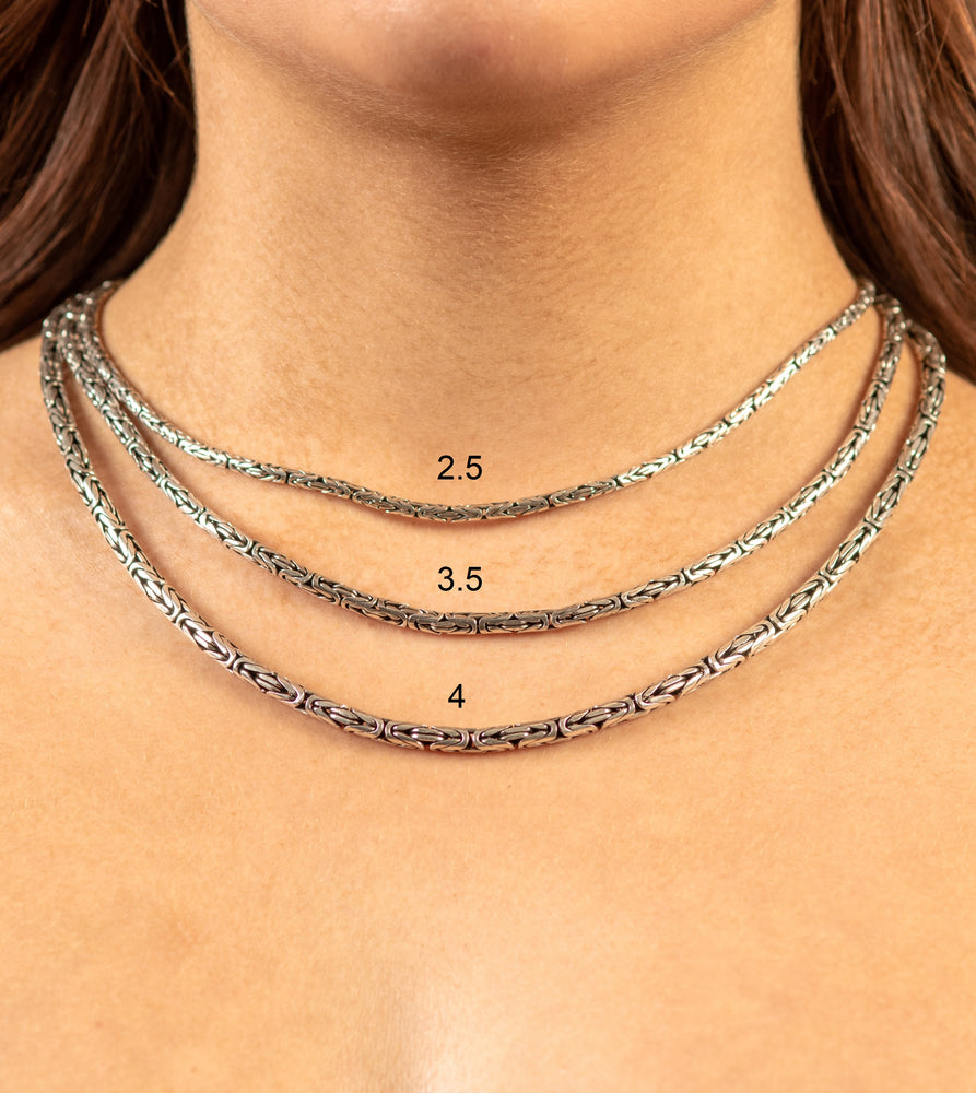 Silver Byzantine Chain Necklace - 14K  - Olive & Chain Fine Jewelry