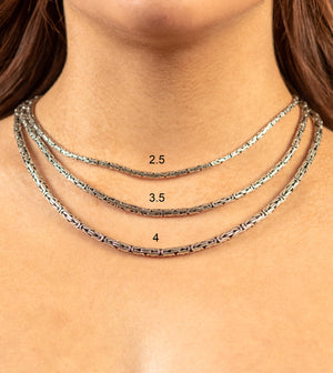 Silver Byzantine Chain Necklace - 14K  - Olive & Chain Fine Jewelry