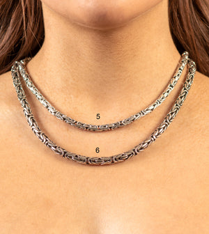 Silver Byzantine Chain Necklace - 14K  - Olive & Chain Fine Jewelry