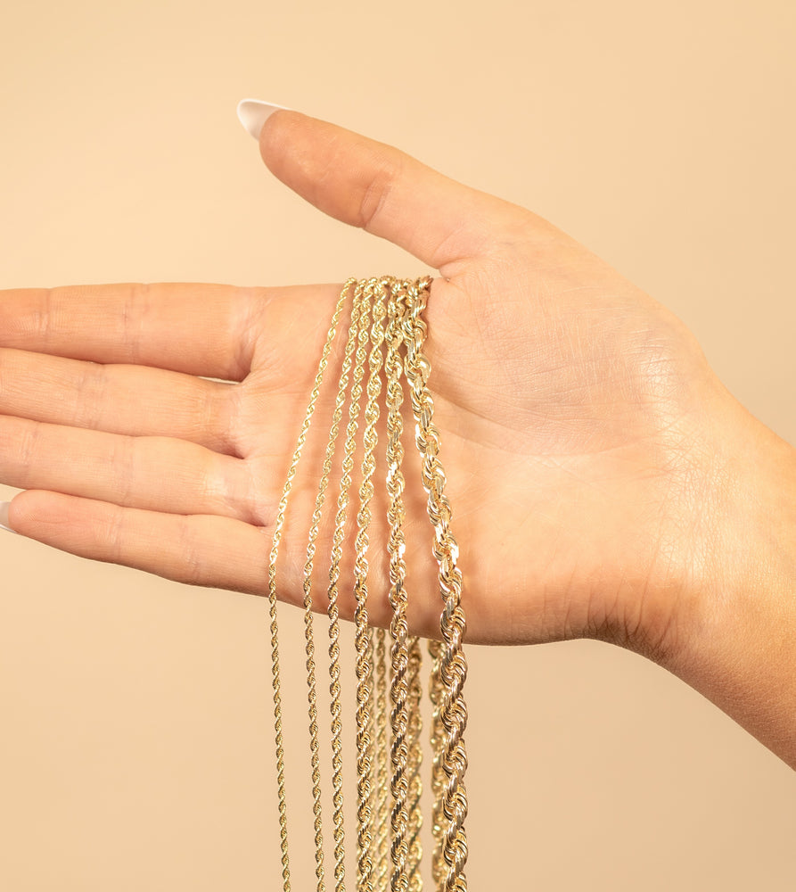 Solid 10k Gold Rope Chain Necklace - 14K - OLIVE & CHAIN Fine Jewelry