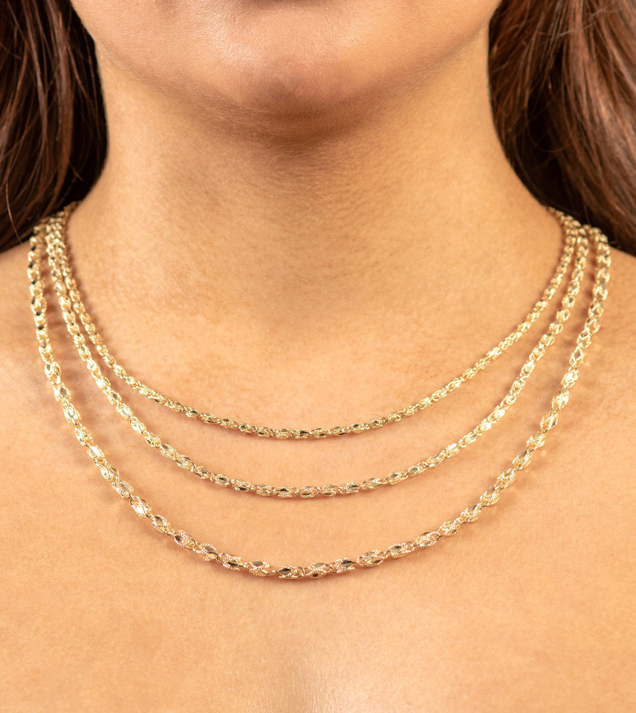 10k Gold Turkish Rope Chain Necklace Olive Chain