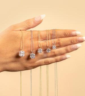 Asscher Cut Diamond CZ Pendant Necklace - 14K  - Olive & Chain Fine Jewelry