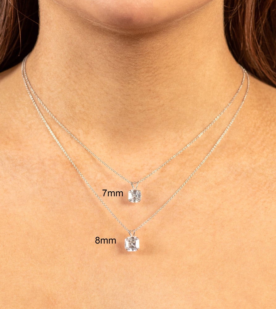 Asscher Cut Diamond CZ Pendant Necklace - 14K  - Olive & Chain Fine Jewelry