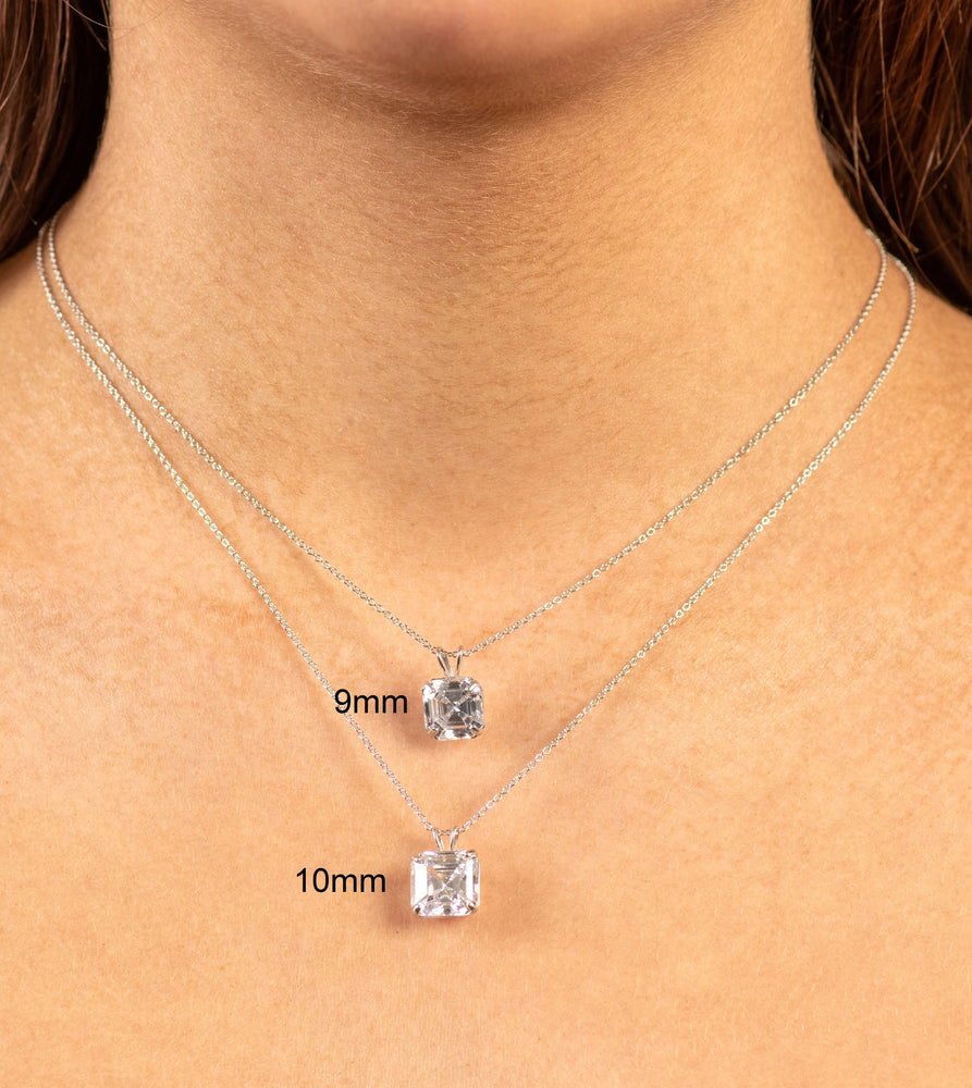 Asscher Cut Diamond CZ Pendant Necklace - 14K  - Olive & Chain Fine Jewelry