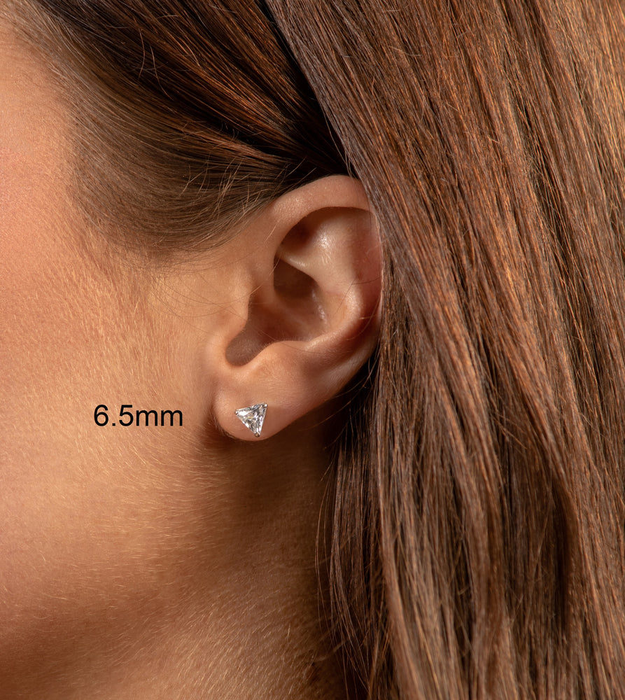 Trillion Cut Diamond CZ Stud Earrings - 14K  - Olive & Chain Fine Jewelry