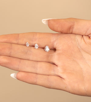 Pear Shape Diamond CZ Stud Earrings - 14K  - Olive & Chain Fine Jewelry