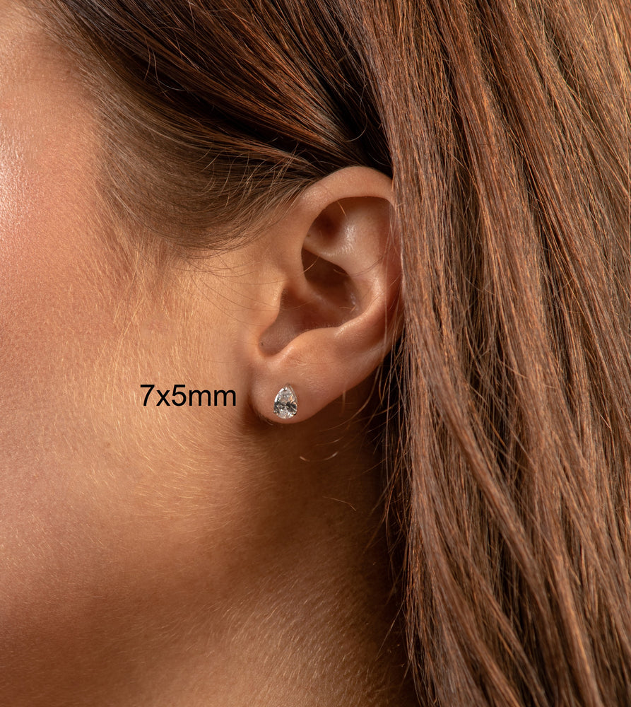 Pear Shape Diamond CZ Stud Earrings - 14K  - Olive & Chain Fine Jewelry