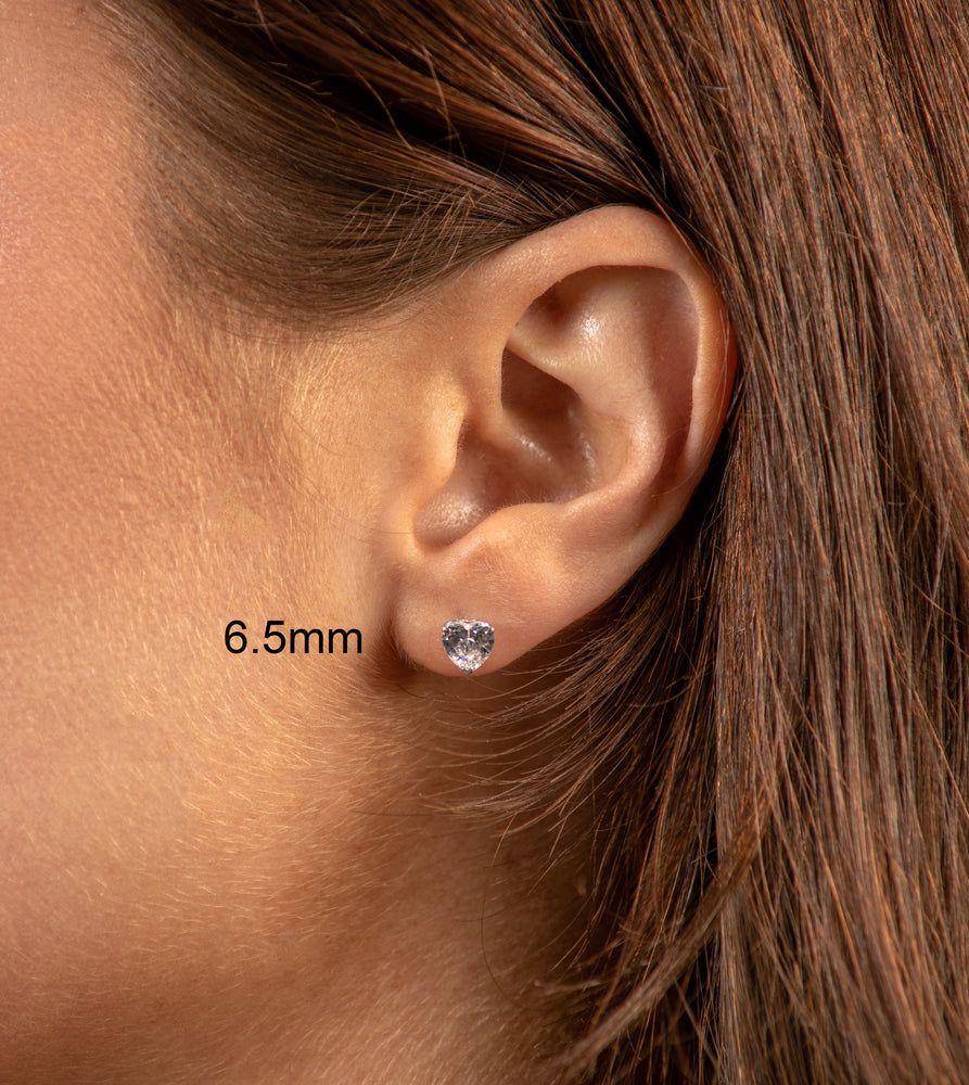 Heart Shape Diamond CZ Stud Earrings - 14K  - Olive & Chain Fine Jewelry