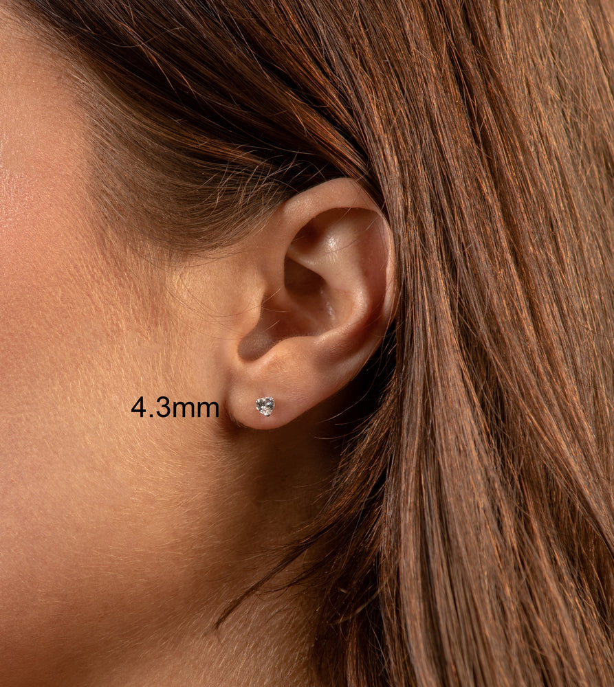 Heart Shape Diamond CZ Stud Earrings - 14K  - Olive & Chain Fine Jewelry
